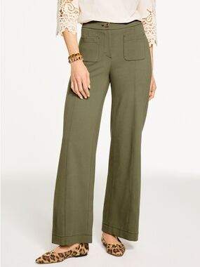 Talbots Olive Wide-Leg Ponte Pants Size 16